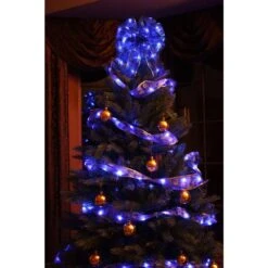9 In. 36-Light Battery Operated LED Blue Everyday Bow -Christmas Decor Shop christmas tree ribbon eb03 b006 a1 c3 1000