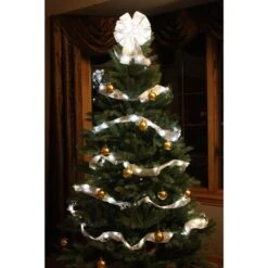 9 In. White Ribbon LED 36-Light Bow -Christmas Decor Shop christmas tree ribbon rb34 w009 a c3 1000