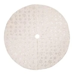 48 In. D Christmas Tree Skirt And 2-Pack Stocking White Plush With Snowflake (Set Of 3) -Christmas Decor Shop christmas tree skirts 2004700113 4f 1000