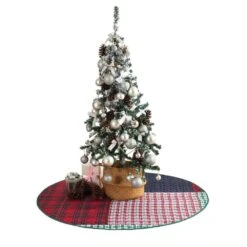 48 In. Knox Plaid Polyester Microfiber Quilted Tree Skirt