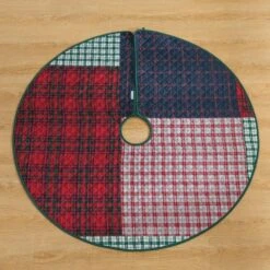 48 In. Knox Plaid Polyester Microfiber Quilted Tree Skirt -Christmas Decor Shop christmas tree skirts cl200mu21 c3 1000
