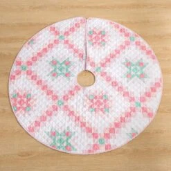 48 In. Retro Star Polyester Microfiber Quilted Tree Skirt -Christmas Decor Shop christmas tree skirts cl203mu21 c3 1000