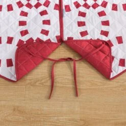 48 In. Holiday Ring Polyester Microfiber Quilted Tree Skirt -Christmas Decor Shop christmas tree skirts cl205rd21 1f 1000