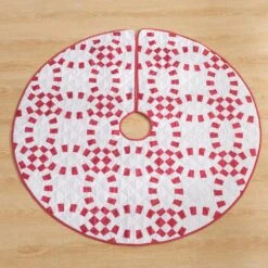 48 In. Holiday Ring Polyester Microfiber Quilted Tree Skirt -Christmas Decor Shop christmas tree skirts cl205rd21 c3 1000