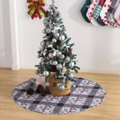 48 In. Faith Polyester Microfiber Quilted Tree Skirt -Christmas Decor Shop christmas tree skirts cl206bk21 31 1000
