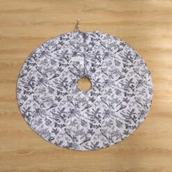 48 In. Faith Polyester Microfiber Quilted Tree Skirt -Christmas Decor Shop christmas tree skirts cl206bk21 4f 1000