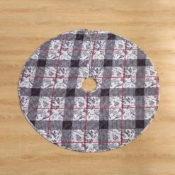 48 In. Faith Polyester Microfiber Quilted Tree Skirt -Christmas Decor Shop christmas tree skirts cl206bk21 c3 1000