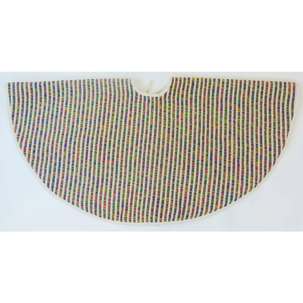 17 In. Cotton Striped Multi-Colored Christmas Tree Skirt 5 17 In. Cotton Striped Multi-Colored Christmas Tree Skirt - Image 3