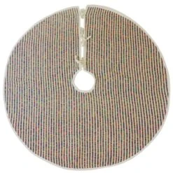 17 In. Cotton Striped Multi-Colored Christmas Tree Skirt