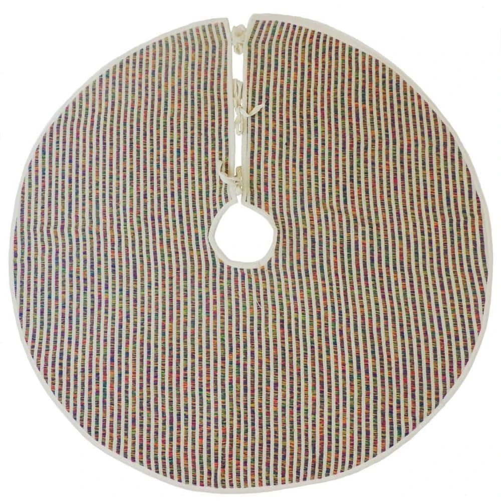 17 In. Cotton Striped Multi-Colored Christmas Tree Skirt 3 17 In. Cotton Striped Multi-Colored Christmas Tree Skirt