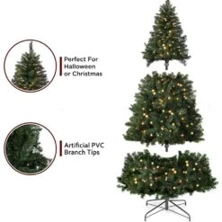 PVC Pre-Lit Artificial With Warm Lights And Stand For Artificial Christmas Tree Up To 7.5 Ft. Tall -Christmas Decor Shop christmas tree stands ct 004 2 25m 2 4f 1000