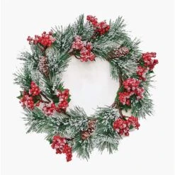 13 In Artificial Christmas Wreath And Centerpiece With Snow Berry And Pine