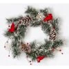 22 In. Artificial Snowy Pine Wreath With Cardinals And Snowflakes On Natural Twig Base -Christmas Decor Shop christmas wreaths 7756 64 1000