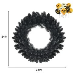 24 In. Black PreLit Artificial Christmas Wreath Halloween Wreath With 35 Purple LED Lights -Christmas Decor Shop christmas wreaths 8ck23 cm189gn c3 1000
