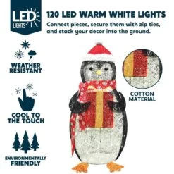 36 In. Tall White, Black And Red Cotton Penguin LED Yard Light -Christmas Decor Shop christmas yard decorations 30174 1f 1000