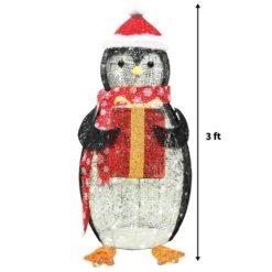 36 In. Tall White, Black And Red Cotton Penguin LED Yard Light -Christmas Decor Shop christmas yard decorations 30174 44 1000