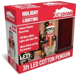 36 In. Tall White, Black And Red Cotton Penguin LED Yard Light -Christmas Decor Shop christmas yard decorations 30174 4f 1000