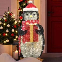 36 In. Tall White, Black And Red Cotton Penguin LED Yard Light -Christmas Decor Shop christmas yard decorations 30174 c3 1000