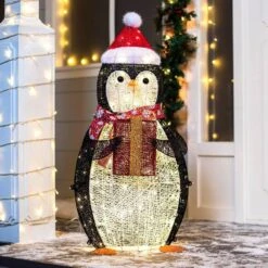 36 In. Tall White, Black And Red Cotton Penguin LED Yard Light -Christmas Decor Shop christmas yard decorations 30174 fa 1000