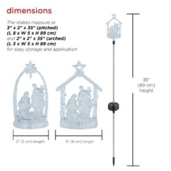 Alpine 35 In. Acrylic Manger Stakes Christmas Yard Decor With Solar Color Changing LED Lights, (2-Pack) -Christmas Decor Shop christmas yard decorations lan348a slr 2 c3 1000