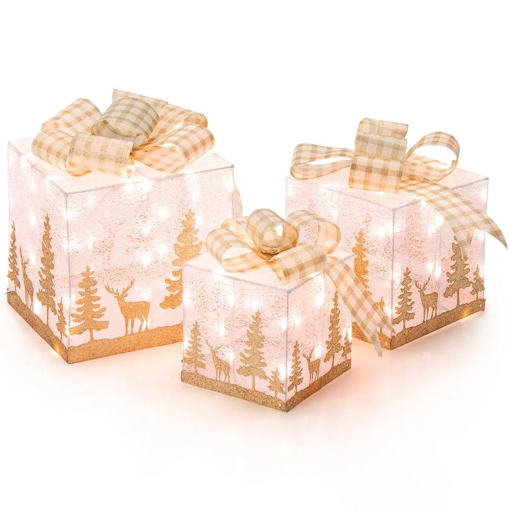 12 In. X 12 In. Christmas Lighted Gift Boxes ( Set Of 3) 8 12 In. X 12 In. Christmas Lighted Gift Boxes ( Set Of 3) - Image 6