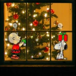 12 In. 2-Piece PreLit LED Christmas Window Decor Snoopy And Charlie Brown -Christmas Decor Shop christmas yard decorations pw 97399 44 1000