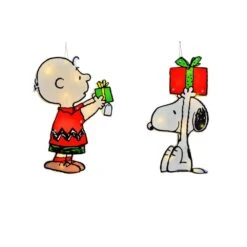 12 In. 2-Piece PreLit LED Christmas Window Decor Snoopy And Charlie Brown
