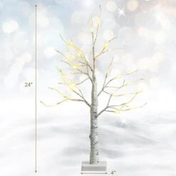 2 Ft. Pre-Lit White Twig Birch Tree Battery Powered For Christmas Holiday -Christmas Decor Shop costway christmas centerpieces ms2j 34 a66 c3 1000