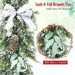 6.5 Ft. Snow Flocked Cypress Artificial Christmas Garland Wedding Party Decor With 280 PE Tips 15 6.5 Ft. Snow Flocked Cypress Artificial Christmas Garland Wedding Party Decor With 280 PE Tips -Christmas Decor Shop costway christmas garland ms2j 3724 a fa 1000