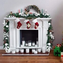 9 Ft. Battery Operated Pre-Lit LED Artificial Fall Garland With Pinecones And Berries -Christmas Decor Shop costway christmas garland ms2j wr96 31 1000