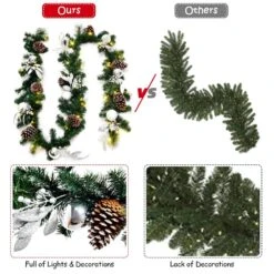 9 Ft. Battery Operated Pre-Lit LED Artificial Fall Garland With Pinecones And Berries -Christmas Decor Shop costway christmas garland ms2j wr96 44 1000