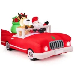 4.1 Ft. Height 7.7 Ft. Long Christmas Inflatable Santa Claus And Reindeer Riding Red Car -Christmas Decor Shop costway christmas inflatables hcst04461 4f 1000