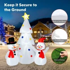 6 Ft. X 5.2 Ft. Inflatable Christmas Tree With 2 Snowmen Xmas Decoration With 7 LED Lights -Christmas Decor Shop costway christmas inflatables ms2j 3980u1 1f 1000