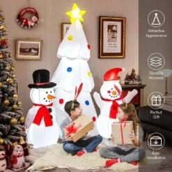 6 Ft. X 5.2 Ft. Inflatable Christmas Tree With 2 Snowmen Xmas Decoration With 7 LED Lights -Christmas Decor Shop costway christmas inflatables ms2j 3980u1 44 1000