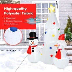 6 Ft. X 5.2 Ft. Inflatable Christmas Tree With 2 Snowmen Xmas Decoration With 7 LED Lights -Christmas Decor Shop costway christmas inflatables ms2j 3980u1 4f 1000