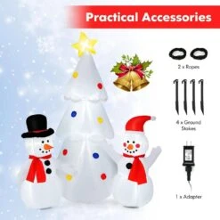 6 Ft. X 5.2 Ft. Inflatable Christmas Tree With 2 Snowmen Xmas Decoration With 7 LED Lights -Christmas Decor Shop costway christmas inflatables ms2j 3980u1 66 1000