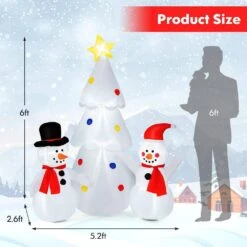 6 Ft. X 5.2 Ft. Inflatable Christmas Tree With 2 Snowmen Xmas Decoration With 7 LED Lights -Christmas Decor Shop costway christmas inflatables ms2j 3980u1 c3 1000