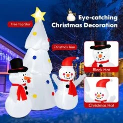 6 Ft. X 5.2 Ft. Inflatable Christmas Tree With 2 Snowmen Xmas Decoration With 7 LED Lights -Christmas Decor Shop costway christmas inflatables ms2j 3980u1 fa 1000