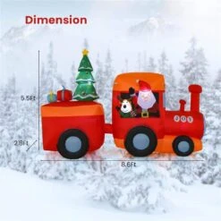5.5 Ft. Height 8 Ft. Christmas Inflatable Santa Train Decoration With Santa Claus Deer & Gift Box -Christmas Decor Shop costway christmas inflatables tt10015us 1f 1000
