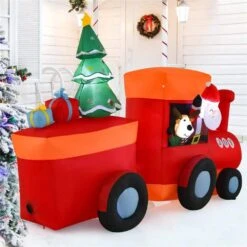 5.5 Ft. Height 8 Ft. Christmas Inflatable Santa Train Decoration With Santa Claus Deer & Gift Box -Christmas Decor Shop costway christmas inflatables tt10015us 44 1000