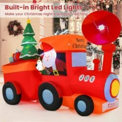 5.5 Ft. Height 8 Ft. Christmas Inflatable Santa Train Decoration With Santa Claus Deer & Gift Box -Christmas Decor Shop costway christmas inflatables tt10015us fa 1000