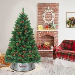 23.5 In. Silver Galvanized Metal Christmas Tree Collar -Christmas Decor Shop costway christmas tree collars ms2j wr86sl 31 1000