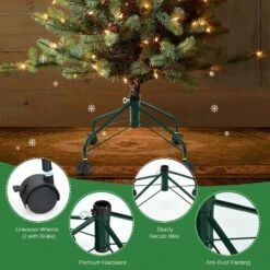 Metal Christmas Tree Stand With Rolling Wheels For Tree Up To 7 Ft. Tall -Christmas Decor Shop costway christmas tree stands ms2j 3189gn 1f 1000