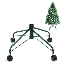 Metal Christmas Tree Stand With Rolling Wheels For Tree Up To 7 Ft. Tall -Christmas Decor Shop costway christmas tree stands ms2j 3189gn 4f 1000