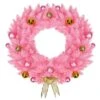 24 In. Pink Artificial Christmas Wreath 140 Tips With Ornament Balls And Golden Bow Wreath 140 Tips -Christmas Decor Shop costway christmas wreaths ghm0332 64 1000