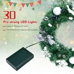 20 In. Pre-Lit PVC Artificial Christmas Wreath With Mixed Decorations And Timer -Christmas Decor Shop costway christmas wreaths ms2j 3187 1f 1000