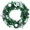 20 In. Pre-Lit PVC Artificial Christmas Wreath With Mixed Decorations And Timer -Christmas Decor Shop costway christmas wreaths ms2j 3187 64 1000