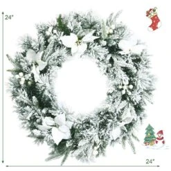 24 In. Pre-Lit Artificial Christmas Wreath -Christmas Decor Shop costway christmas wreaths ms2j 3g18 c3 1000