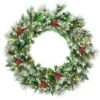 24 In. Pre-Lit Flocked Artificial Christmas Spruce Wreath With 50 LED Lights And Timer -Christmas Decor Shop costway christmas wreaths ms2j wr91 64 1000