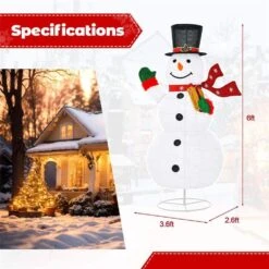 6 Ft. Pre-lit Christmas Snowman Xmas Decoration 8 Lighting Modes 4 Brightness -Christmas Decor Shop costway christmas yard decorations cm24287us 4f 1000